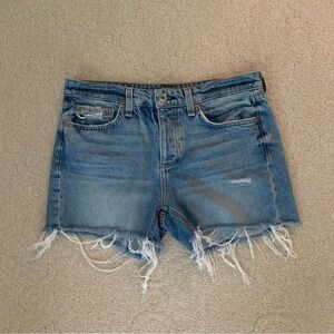 Rag & Bone Dre Low Rise Denim Fray Short Button Fly Distressed Size 25